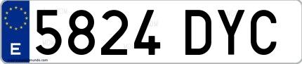 Ejemplo de matrícula española 5824 DYC