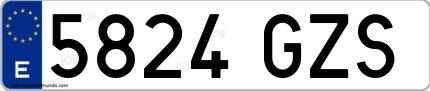 Ejemplo de matrícula española 5824 GZS