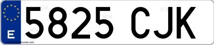 Ejemplo de matrícula española 5825 CJK