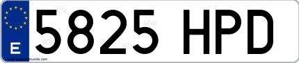Ejemplo de matrícula española 5825 HPD