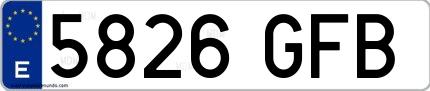 Ejemplo de matrícula española 5826 GFB