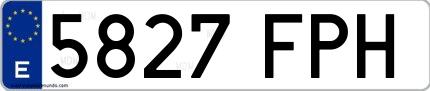 Ejemplo de matrícula española 5827 FPH