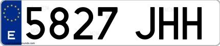 Ejemplo de matrícula española 5827 JHH