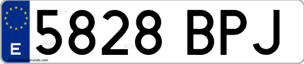 Ejemplo de matrícula de coche ordinaria 5828 BPJ