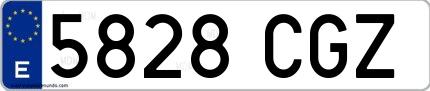 Ejemplo de matrícula española 5828 CGZ