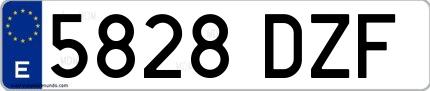 Ejemplo de matrícula española 5828 DZF