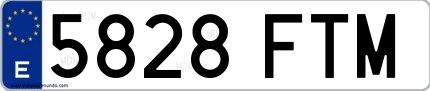 Ejemplo de matrícula española 5828 FTM