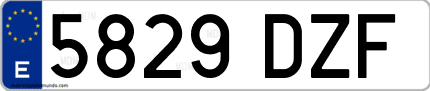 Ejemplo de matrícula de coche ordinaria 5829 DZF