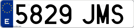 Ejemplo de matrícula de coche ordinaria 5829 JMS