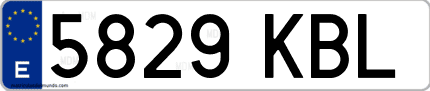 Ejemplo de matrícula de coche ordinaria 5829 KBL