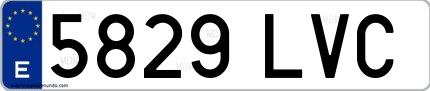 Ejemplo de matrícula española 5829 LVC