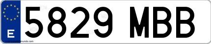 Ejemplo de matrícula española 5829 MBB