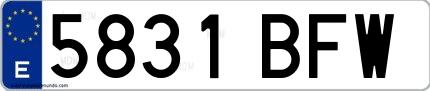Ejemplo de matrícula española 5831 BFW