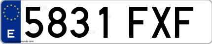 Ejemplo de matrícula española 5831 FXF