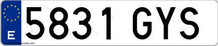 Ejemplo de matrícula de coche ordinaria 5831 GYS