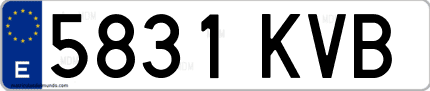 Ejemplo de matrícula de coche ordinaria 5831 KVB