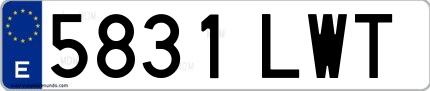 Ejemplo de matrícula española 5831 LWT