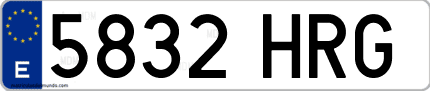 Ejemplo de matrícula de coche ordinaria 5832 HRG