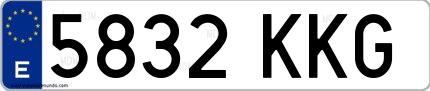 Ejemplo de matrícula española 5832 KKG