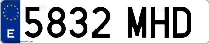Ejemplo de matrícula española 5832 MHD