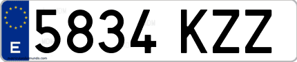 Ejemplo de matrícula de coche ordinaria 5834 KZZ