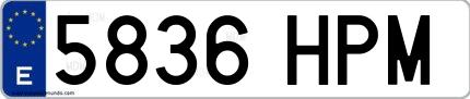 Ejemplo de matrícula española 5836 HPM