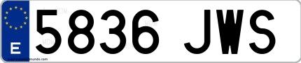 Ejemplo de matrícula española 5836 JWS