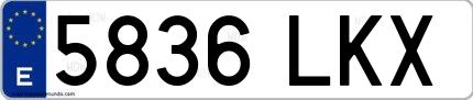Ejemplo de matrícula española 5836 LKX