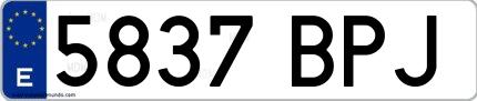 Ejemplo de matrícula española 5837 BPJ