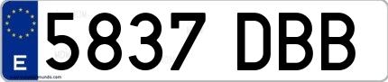 Ejemplo de matrícula española 5837 DBB