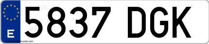 Ejemplo de matrícula española 5837 DGK