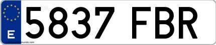 Ejemplo de matrícula española 5837 FBR