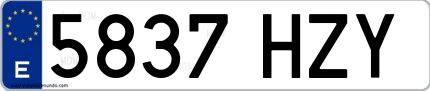 Ejemplo de matrícula española 5837 HZY
