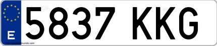 Ejemplo de matrícula española 5837 KKG