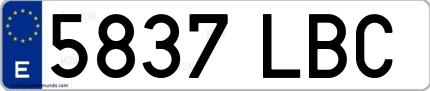 Ejemplo de matrícula española 5837 LBC