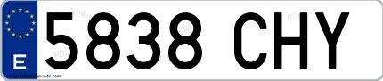 Ejemplo de matrícula española 5838 CHY
