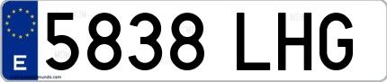Ejemplo de matrícula española 5838 LHG