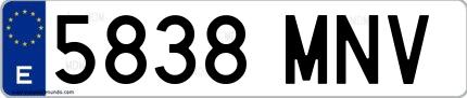 Ejemplo de matrícula española 5838 MNV