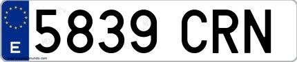 Ejemplo de matrícula española 5839 CRN