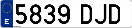 Ejemplo de matrícula de coche ordinaria 5839 DJD