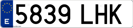 Ejemplo de matrícula de coche ordinaria 5839 LHK