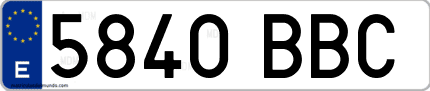 Ejemplo de matrícula de coche ordinaria 5840 BBC
