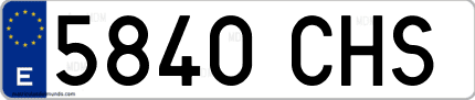 Ejemplo de matrícula de coche ordinaria 5840 CHS