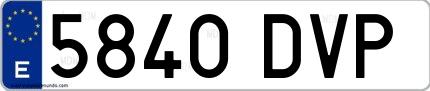 Ejemplo de matrícula española 5840 DVP
