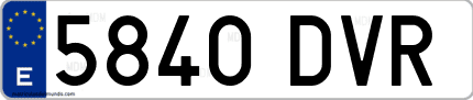 Ejemplo de matrícula de coche ordinaria 5840 DVR