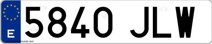 Ejemplo de matrícula española 5840 JLW