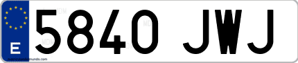 Ejemplo de matrícula de coche ordinaria 5840 JWJ