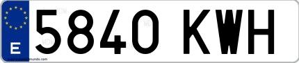 Ejemplo de matrícula española 5840 KWH