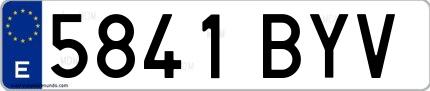 Ejemplo de matrícula española 5841 BYV
