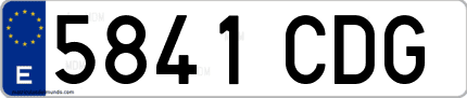 Ejemplo de matrícula de coche ordinaria 5841 CDG